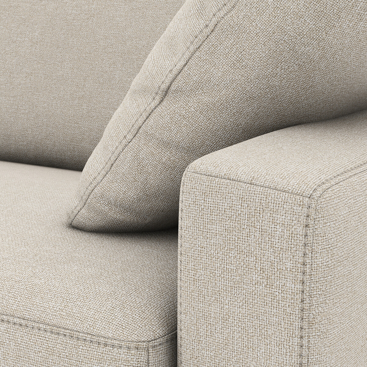 Canapé d'angle, convertible, 4 places, en polyester, mousse, TIMOR ecru, LA REDOUTE INTERIEURS