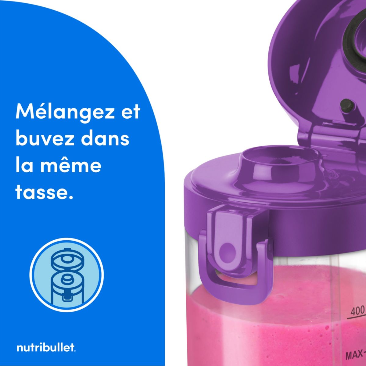 Blender Portable NBP003PU  violet couleur unique, NUTRIBULLET