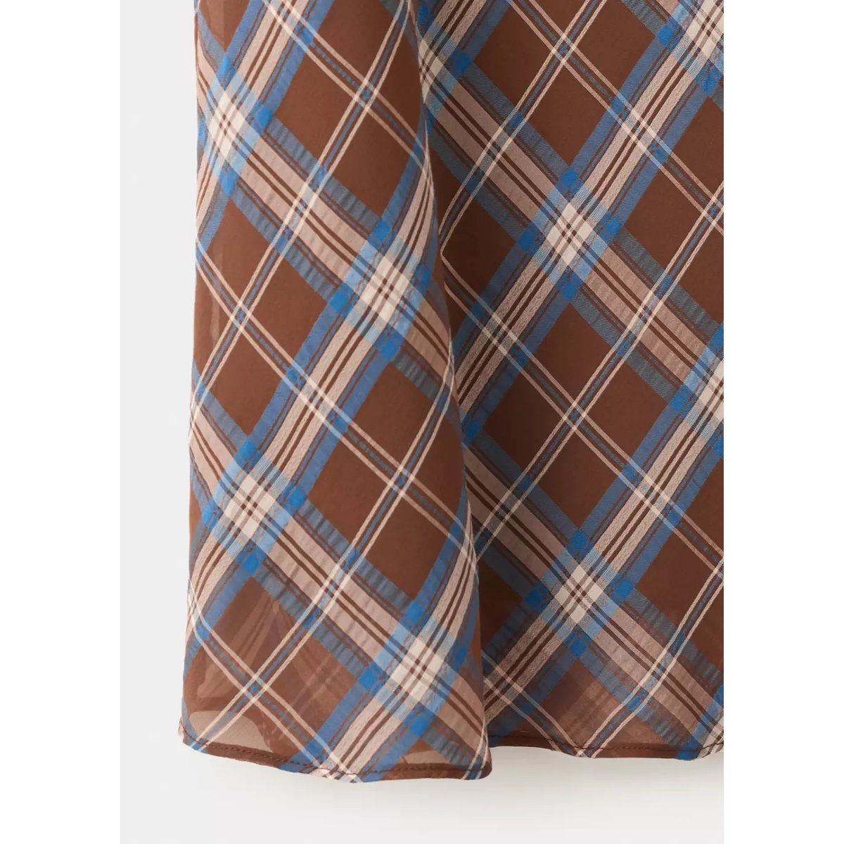 Jupe midi carreaux marron, MANGO