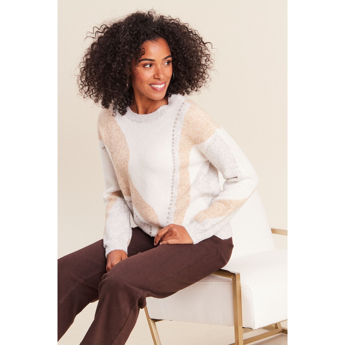 Pull col rond beige, BREAL
