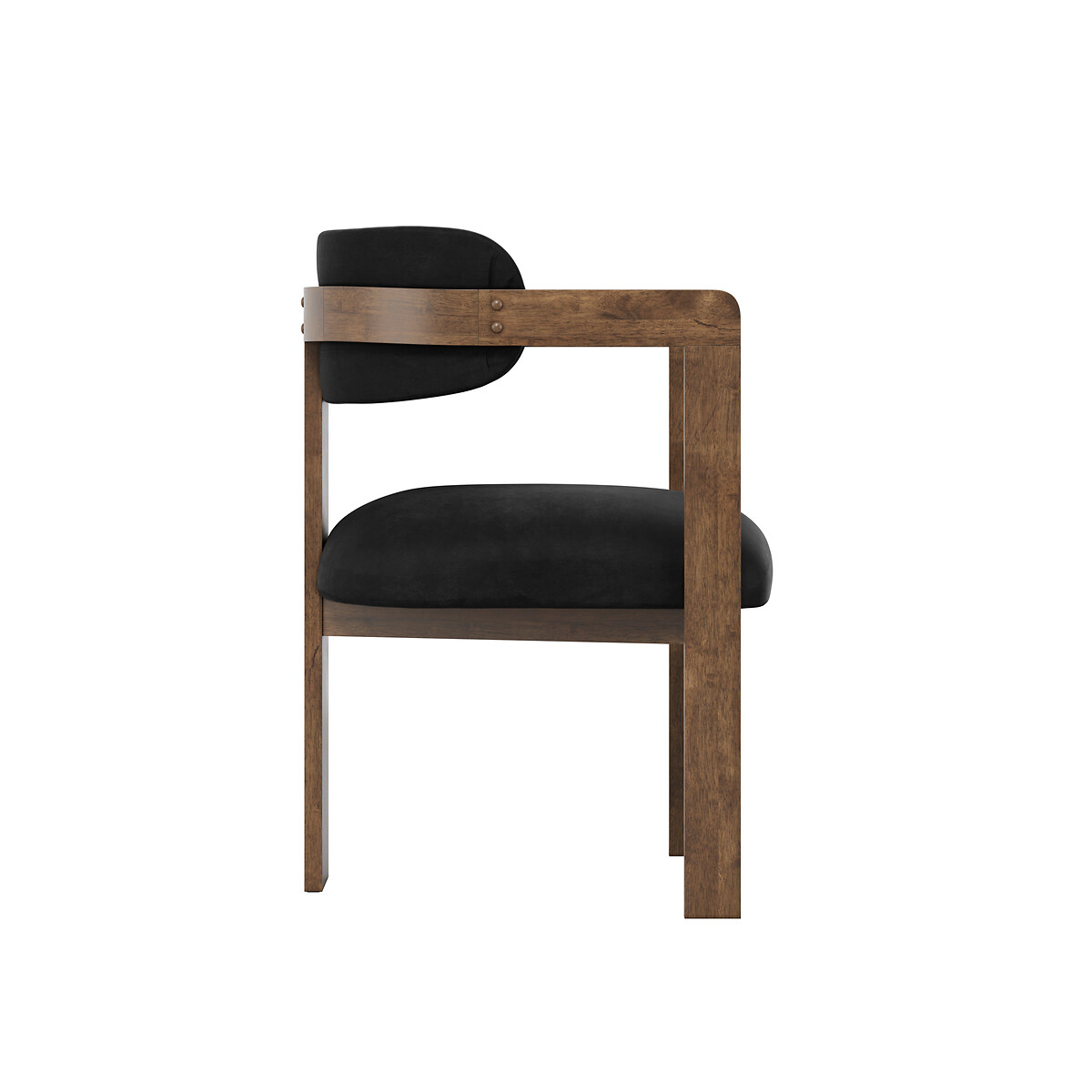 Mirabella Curved Velvet Dining Armchair with Walnut Frame black/walnut, ÉDITÉ