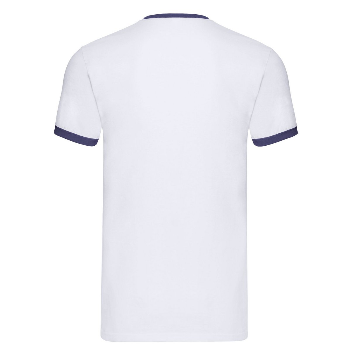T-shirt blanc / bleu marine, FRUIT OF THE LOOM