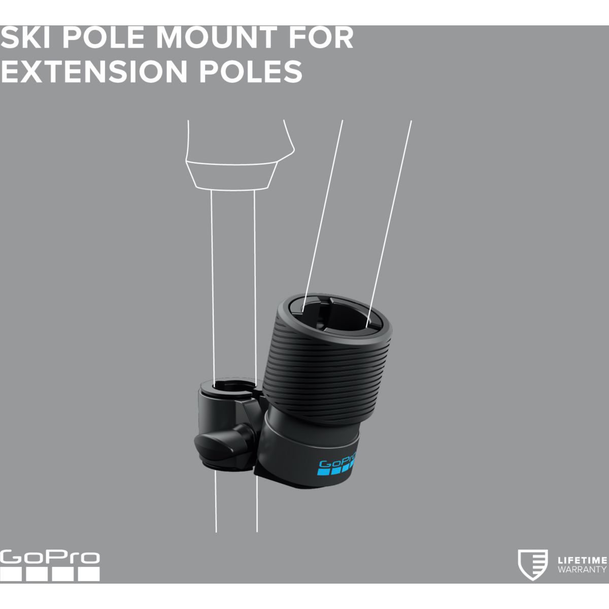 Fixation Ski Pole Mount for Extension Poles couleur unique, GOPRO