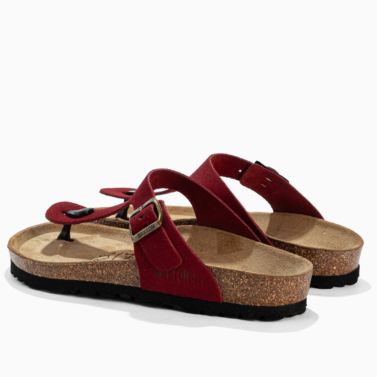 Tongs en cuir suédé MERCURE rouge, BAYTON