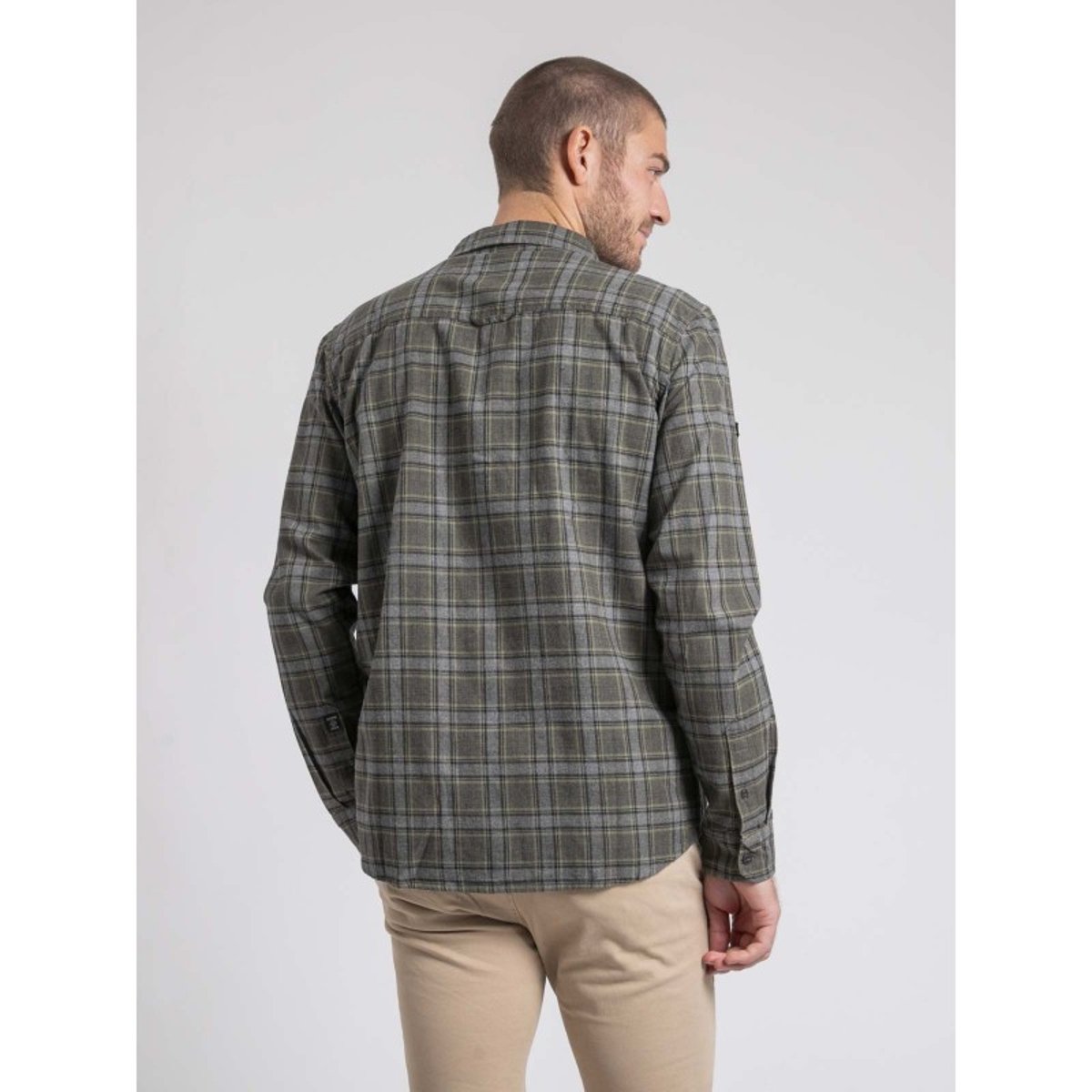 Chemise Manches Longues Carreaux Pur Coton Flanelle Tadumir kaki, RITCHIE