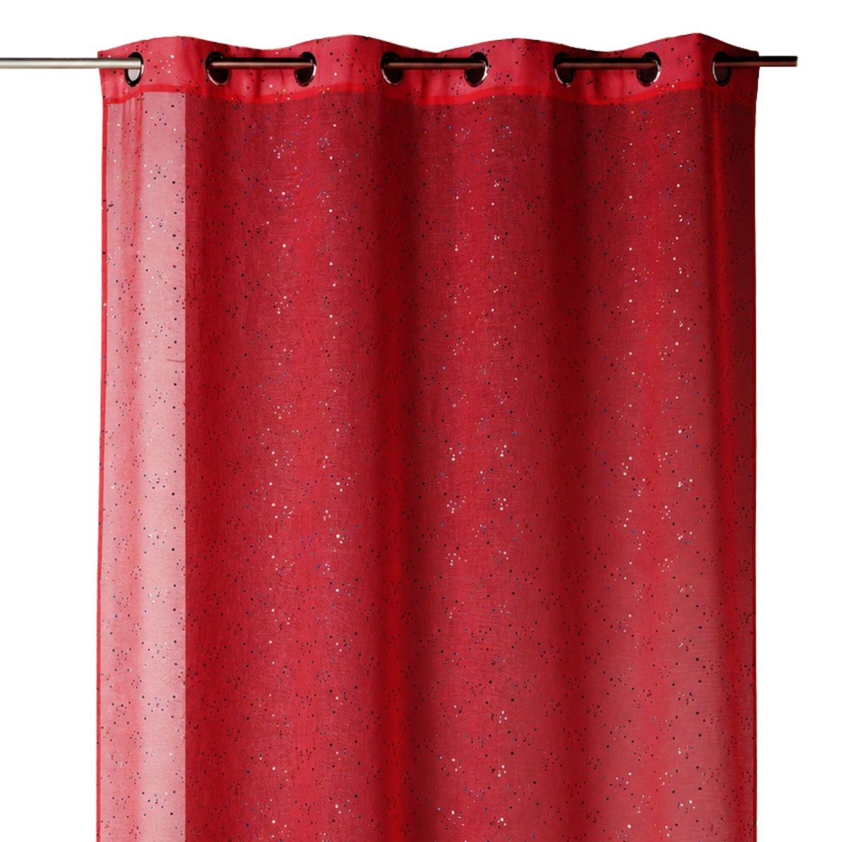 Voilage imprimé petits points colorés rouge, HOME MAISON