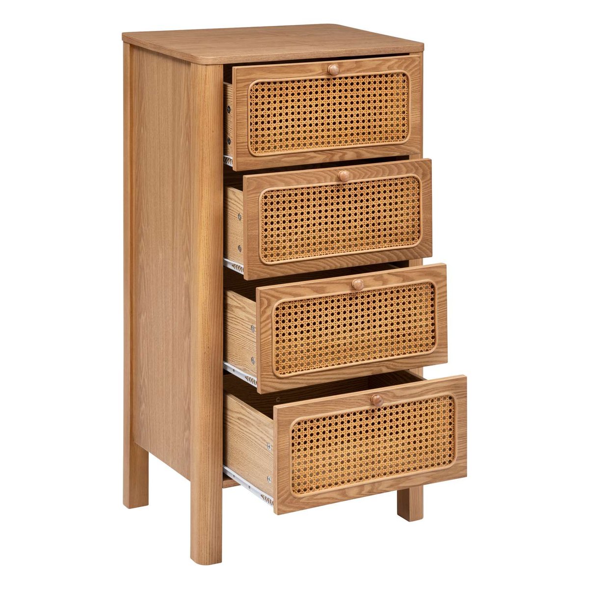 Chiffonnier 4 tiroirs en cannage TIRIA marron, ATMOSPHERA