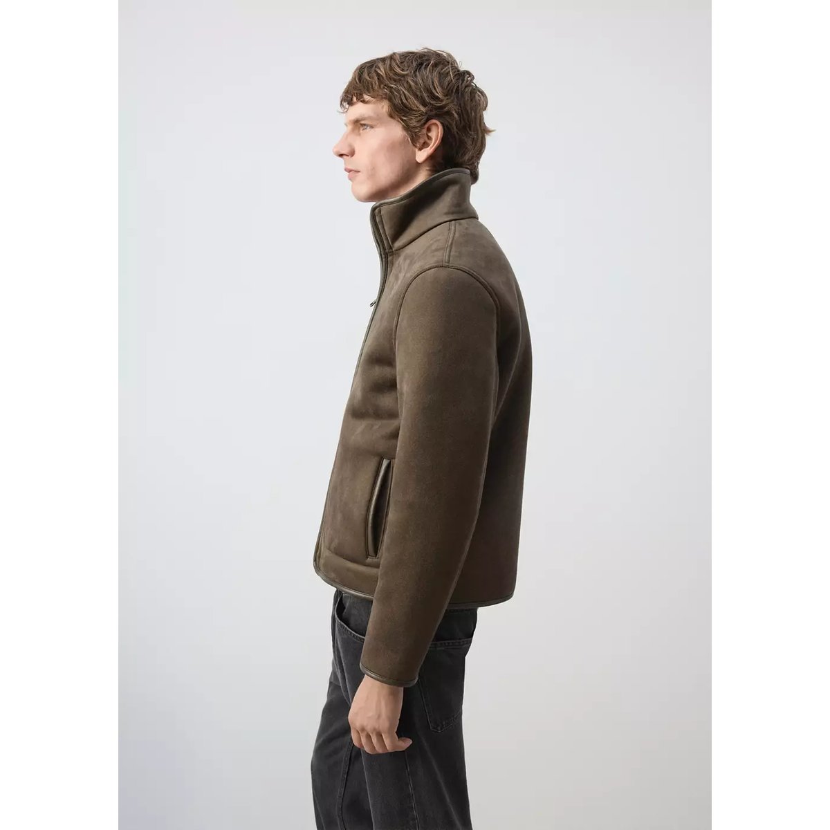 Veste double face intérieur moutonné olive, MANGO MAN