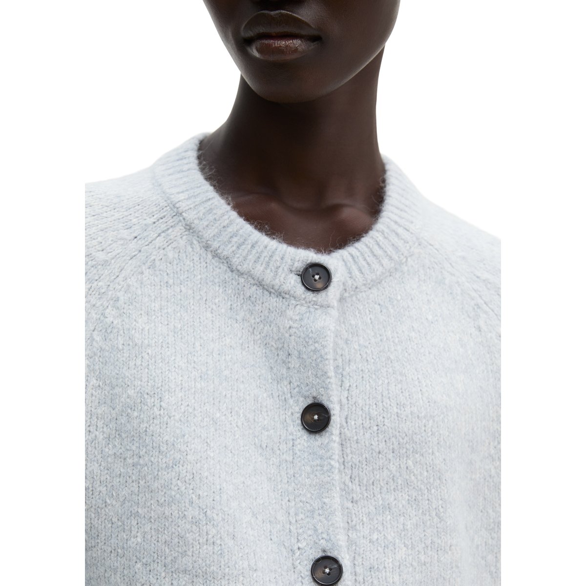 Cardigan coupe classique en un mélange douillet de coton bio et de laine d'alpaga bleu, MARC O'POLO