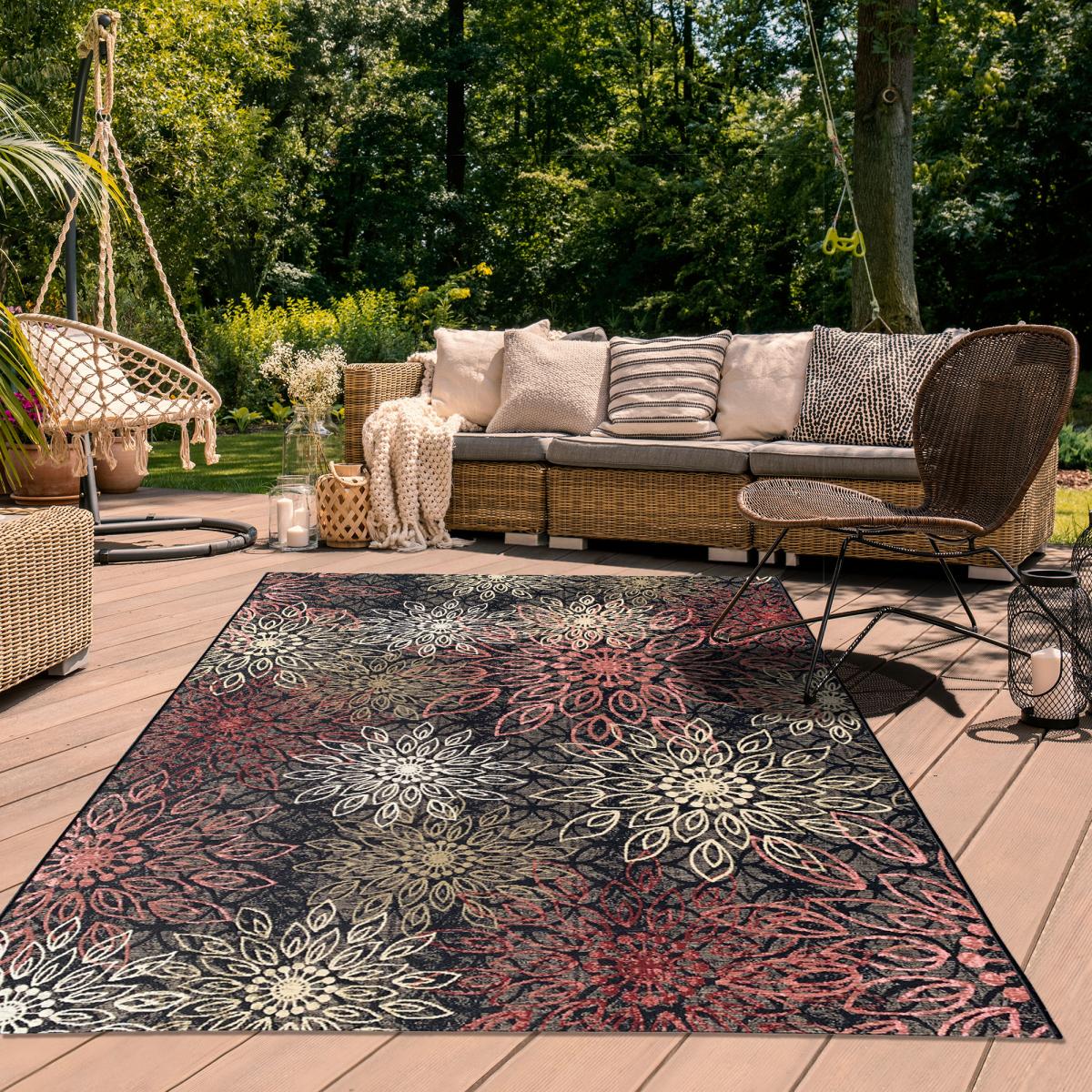 Tapis extérieur tissé kilim rectangle ORADE multicolore, UN AMOUR DE TAPIS