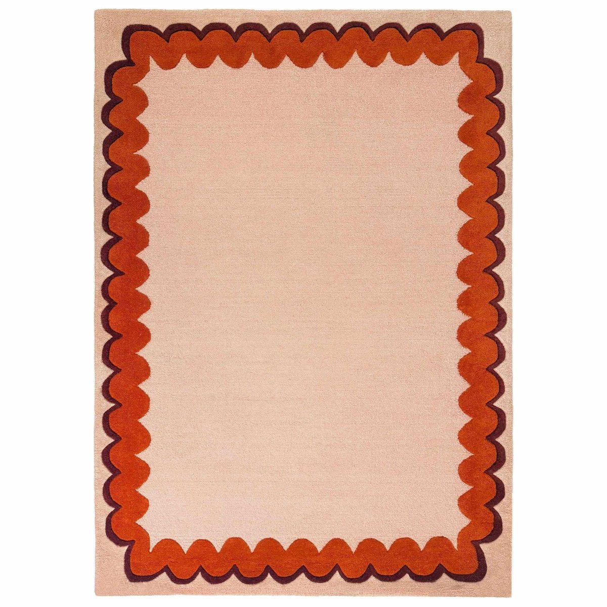 Tapis à bordure en laine WIGGLE orange, FLAIR RUGS
