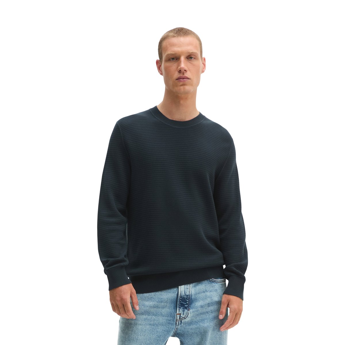 Pull coupe classique avec nervure transversale intelligente gris foncé, MARC O'POLO