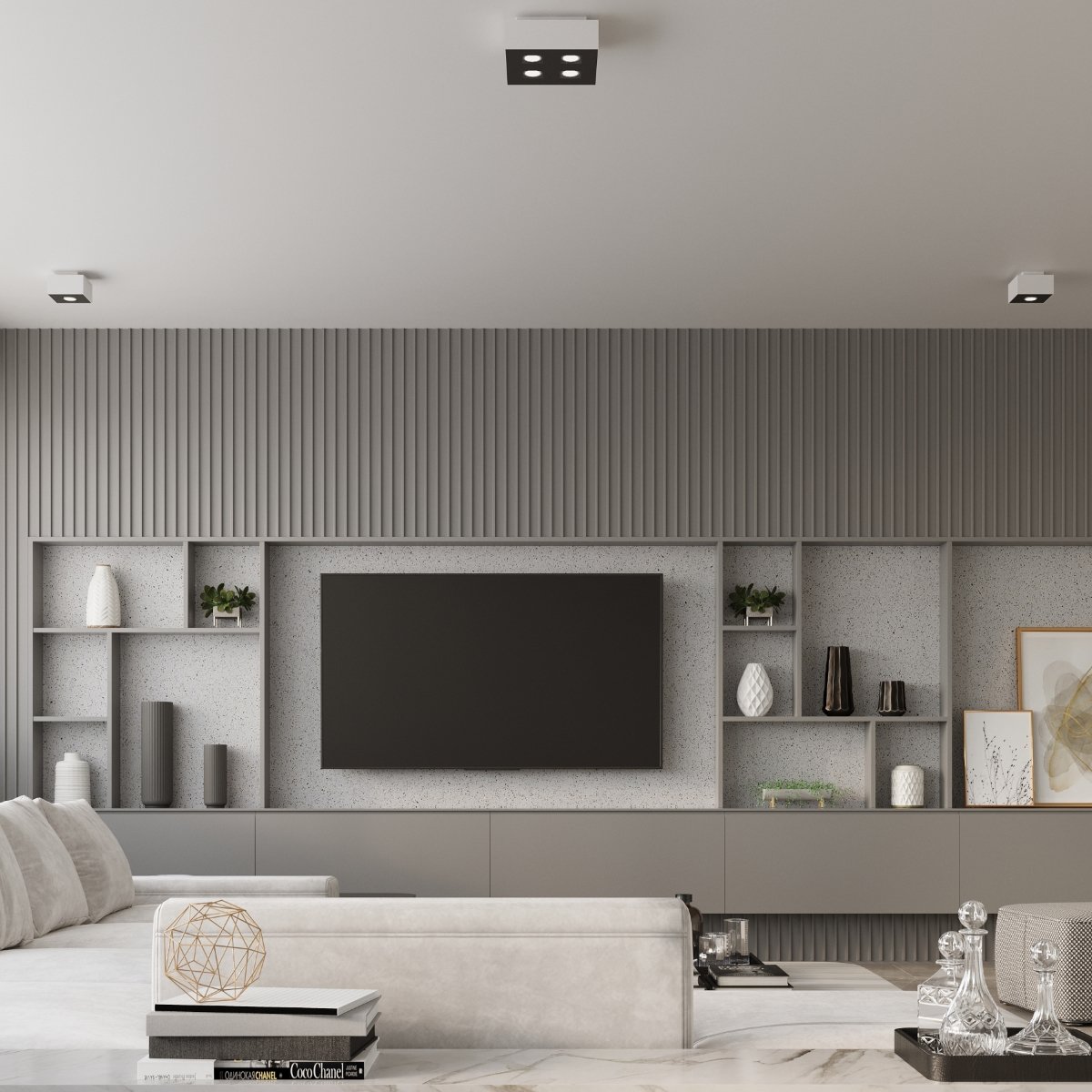 Plafonnier Acier Blanc/Noir GU10 3 Mono blanc, EDEN