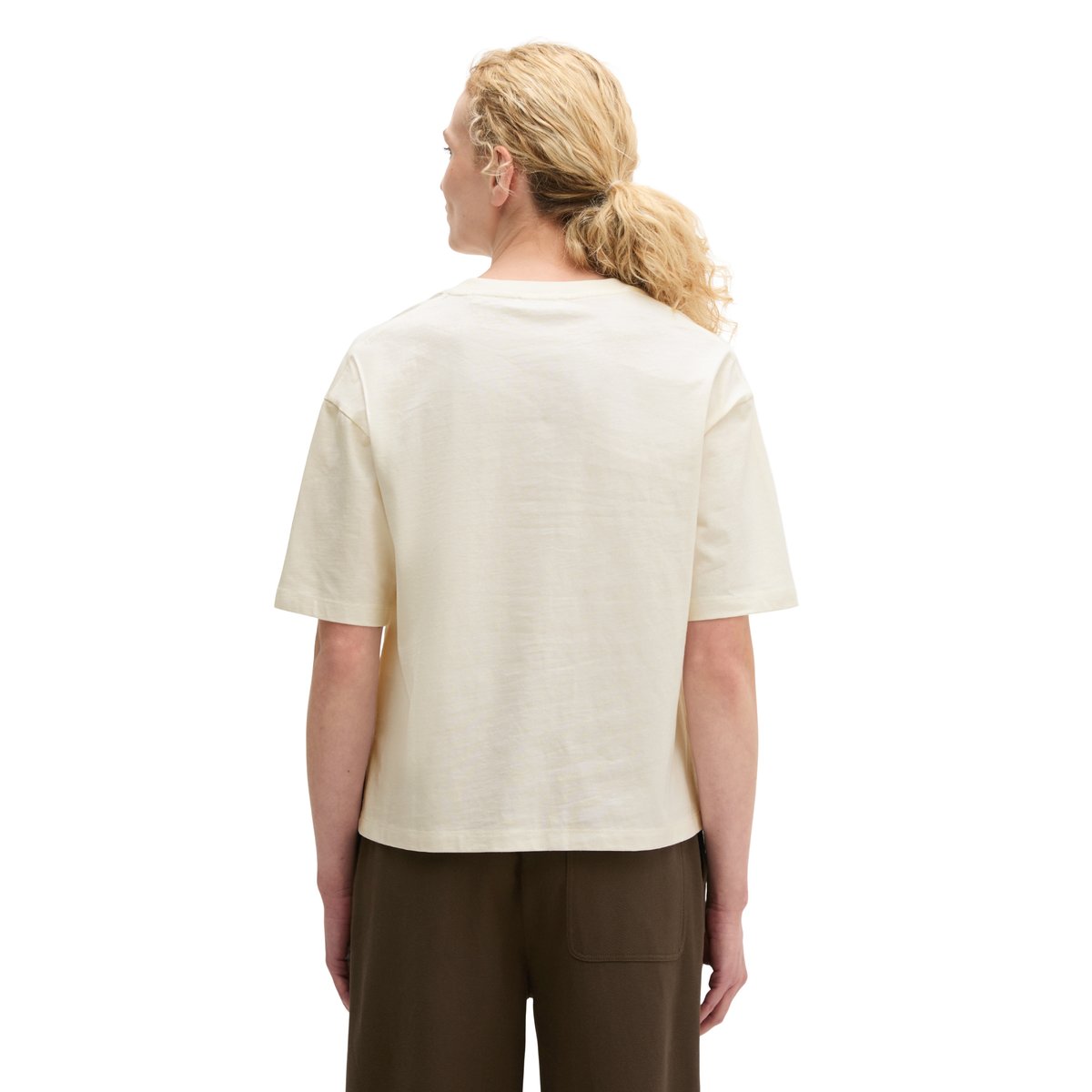Sweat-shirt oversized boxy en single jersey doux blanc naturel, MARC O'POLO