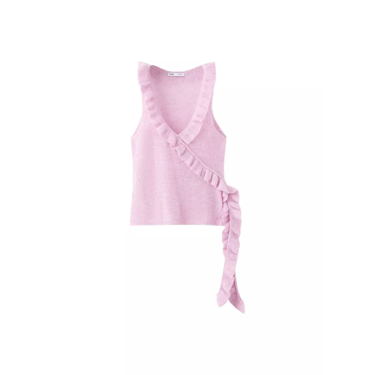 Top maille volants rose, MANGO