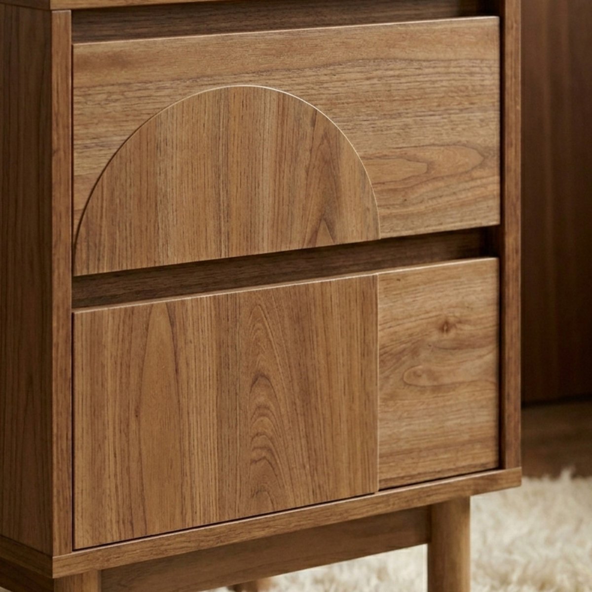 Table de chevet 2 tiroirs en bois- ABBY bois foncé, DRAWER
