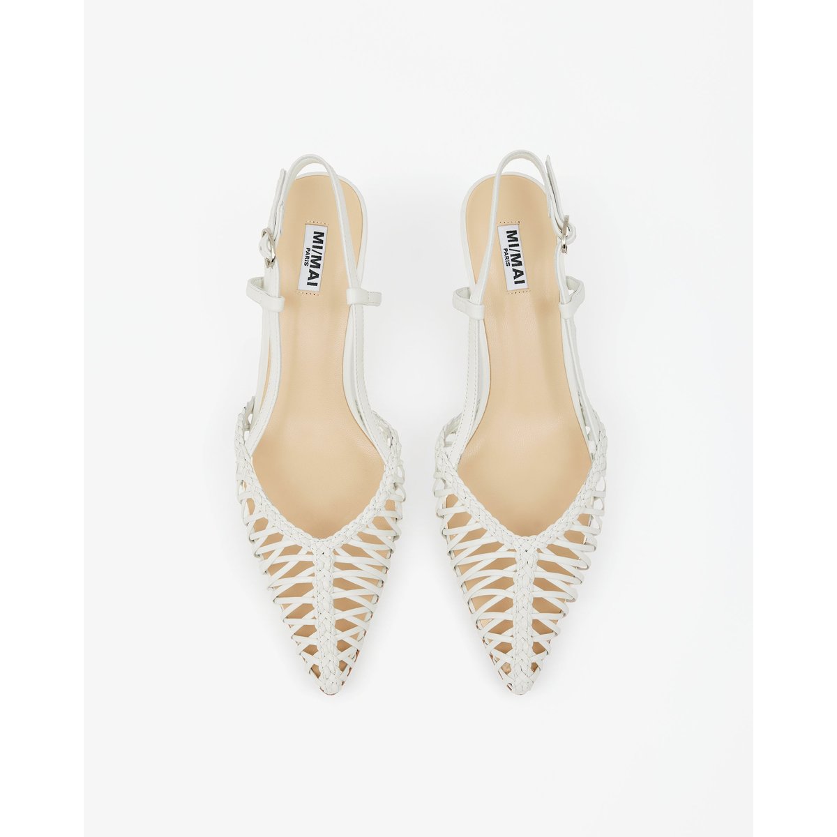 Escarpins sling-back tressé TESSA blanc, MI MAI