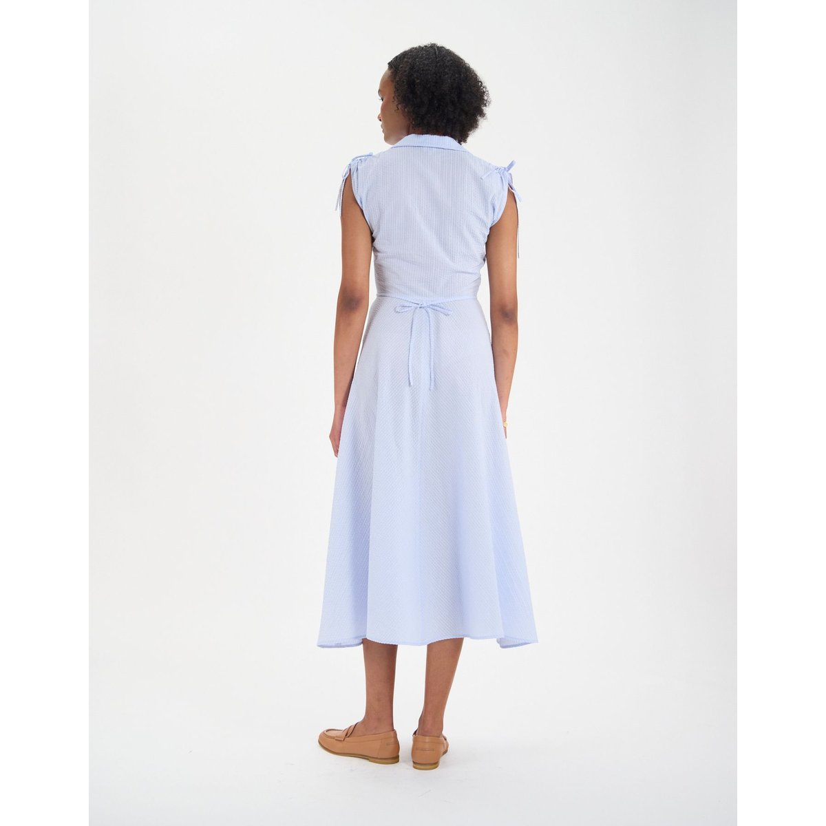 Robe cintrée Violine en coton bleu clair baby blue, INES DE LA FRESSANGE PARIS