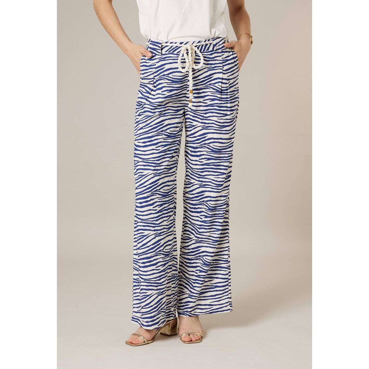 Pantalon large femme imprimé animalier DONAZIA blue, DEELUXE