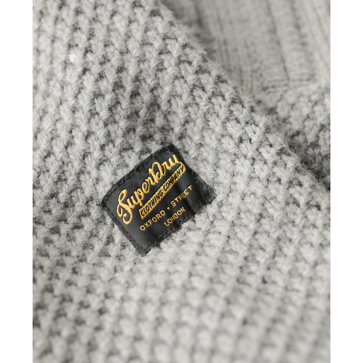 Pull vintage à col montant zippé Jacob gris, SUPERDRY