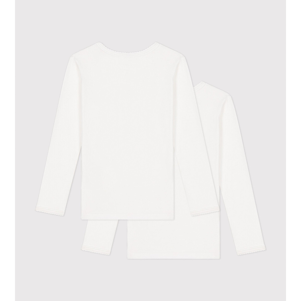 2er Pack Unterhemden, lange Ärmel weiss, PETIT BATEAU