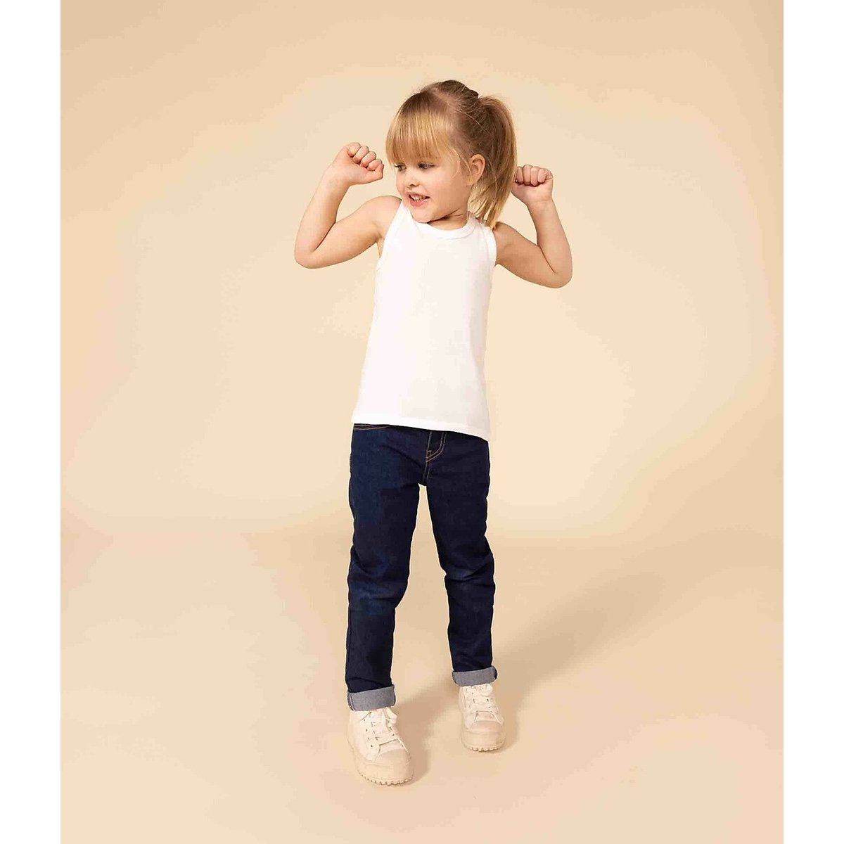 Lote de 2 camisolas de cavas, em algodão branco, PETIT BATEAU