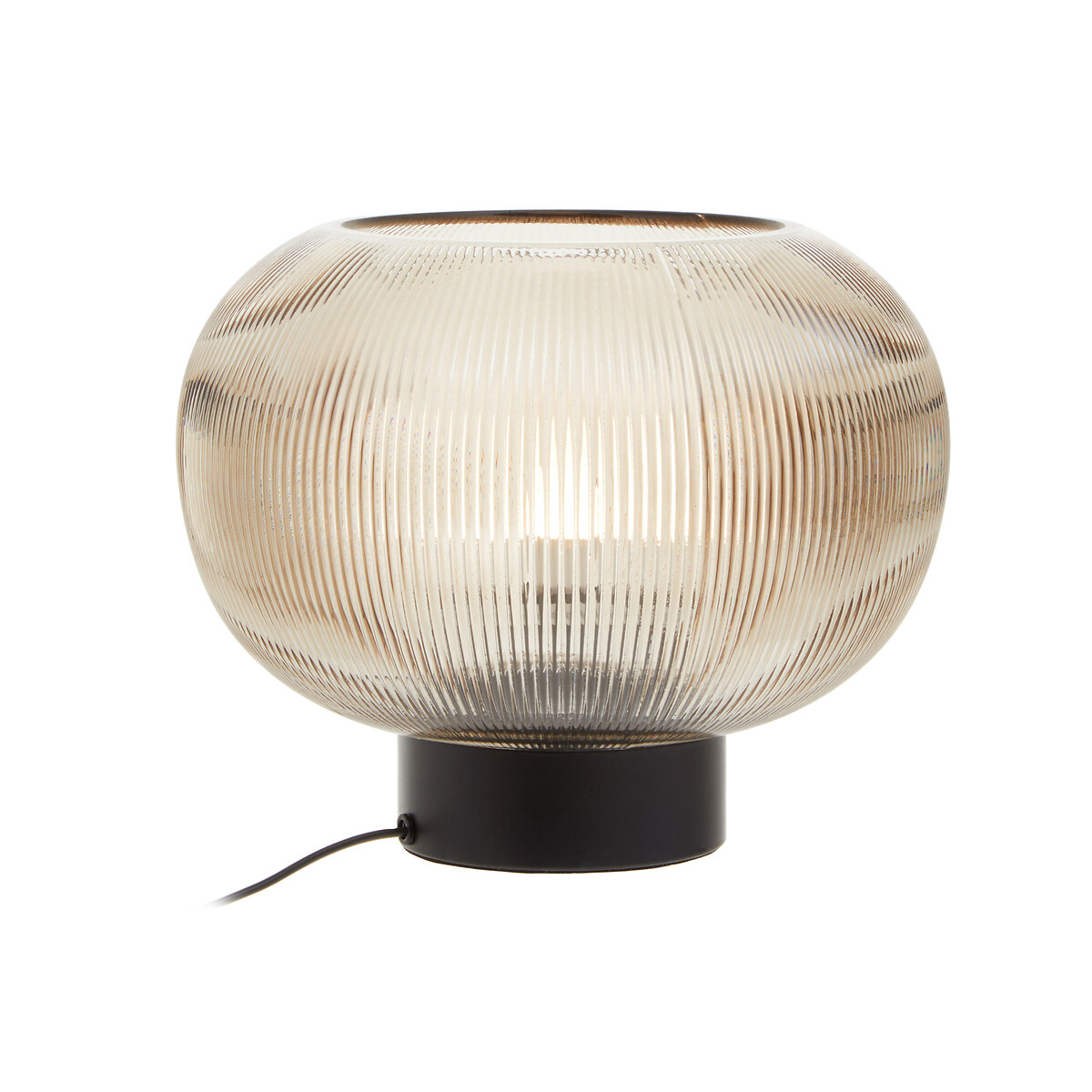 Etta Large Ribbed Glass Table Lamp in Smoke brown , SO'HOME