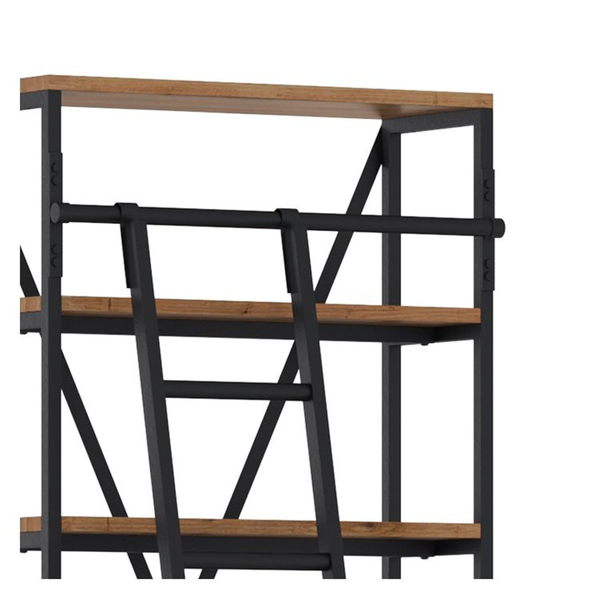Petite bibliothèque 86 cm en bois et métal - KASI bois foncé et noir, MAISON PAVANE