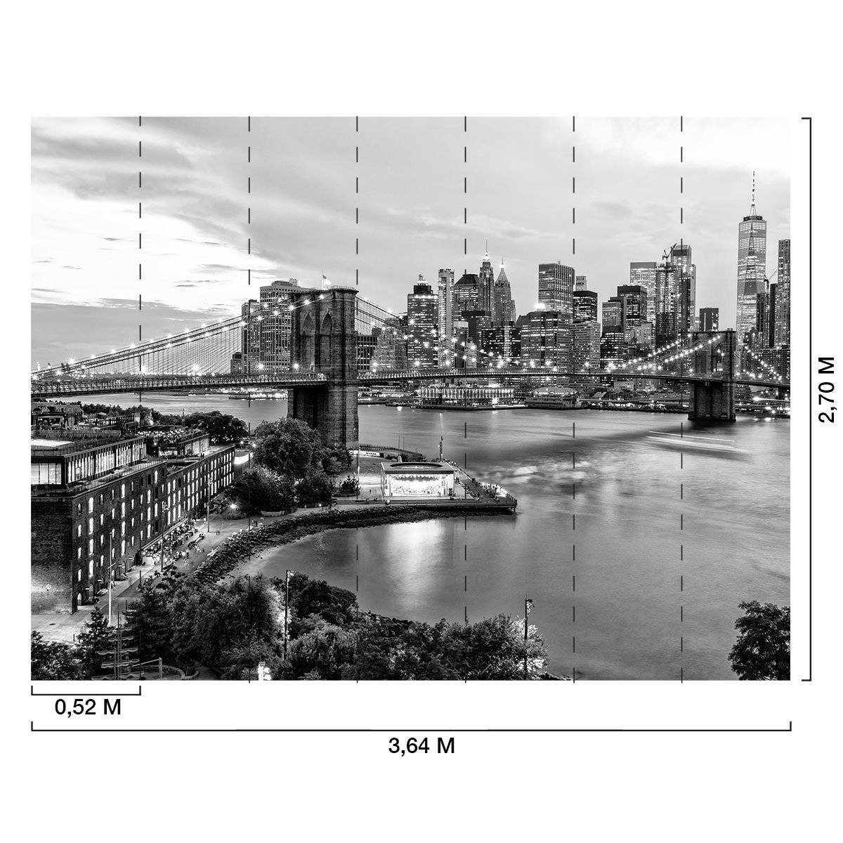 Papier peint vue sur Manhattan n&b intissé, HEXOA