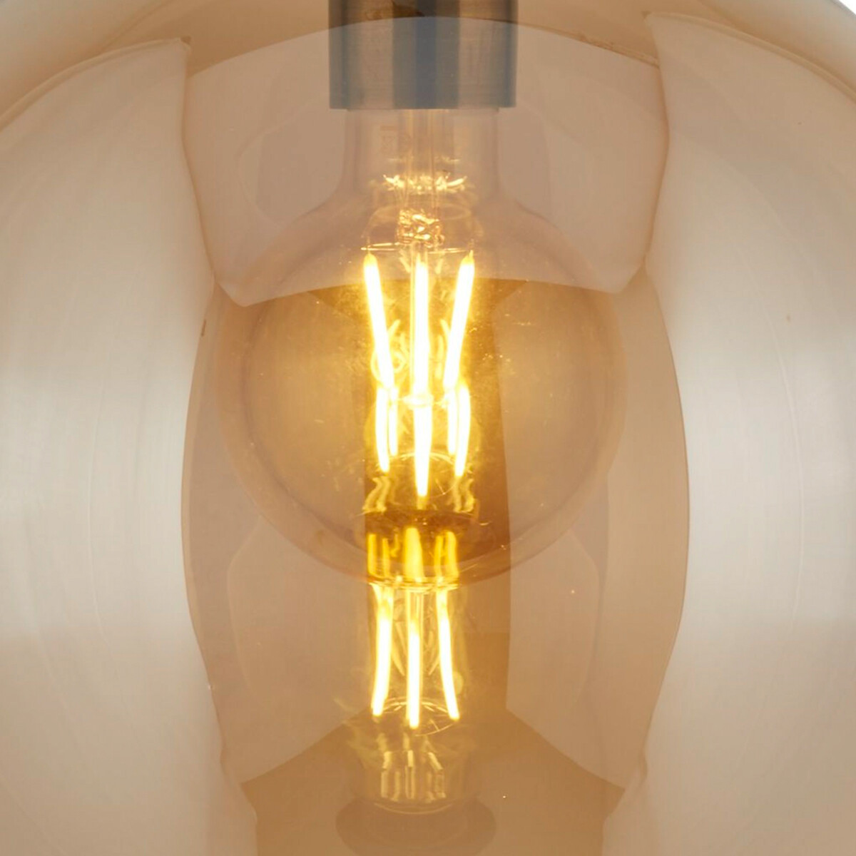 25cm Barcelona Pendant Light in Amber Glass aged brass, SO'HOME