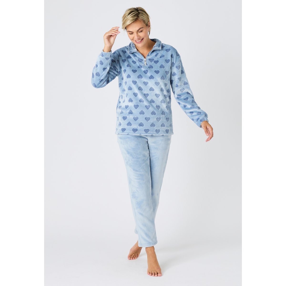 Pyjama Thermolactyl maille polaire embossée bleu grisé, DAMART