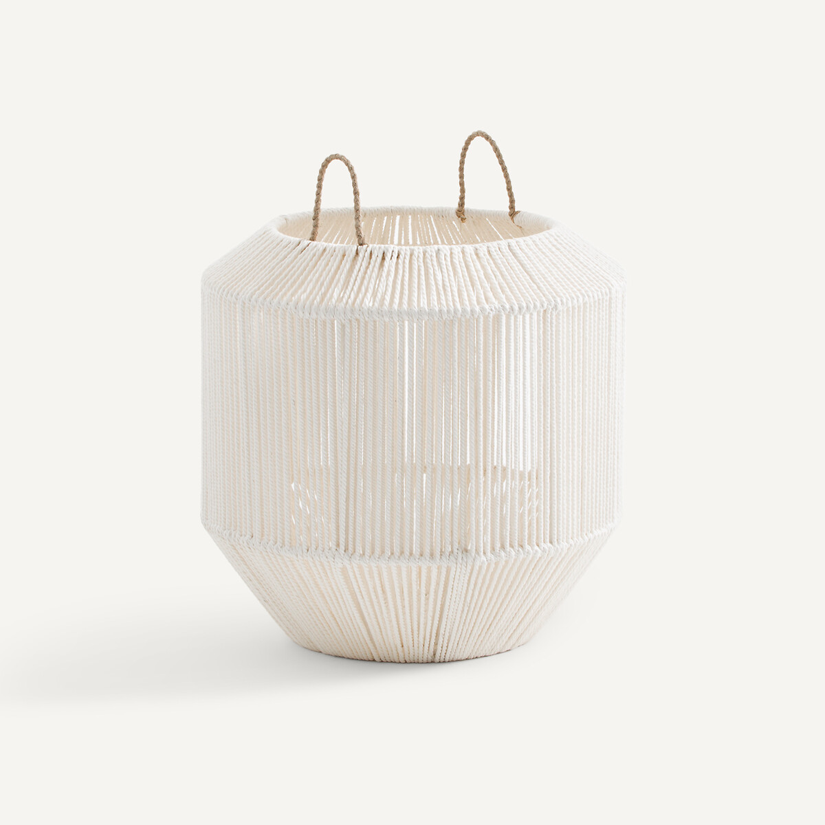 Panier rond tissé à la main en coton, grand modèle, FOLO ecru, AM.PM