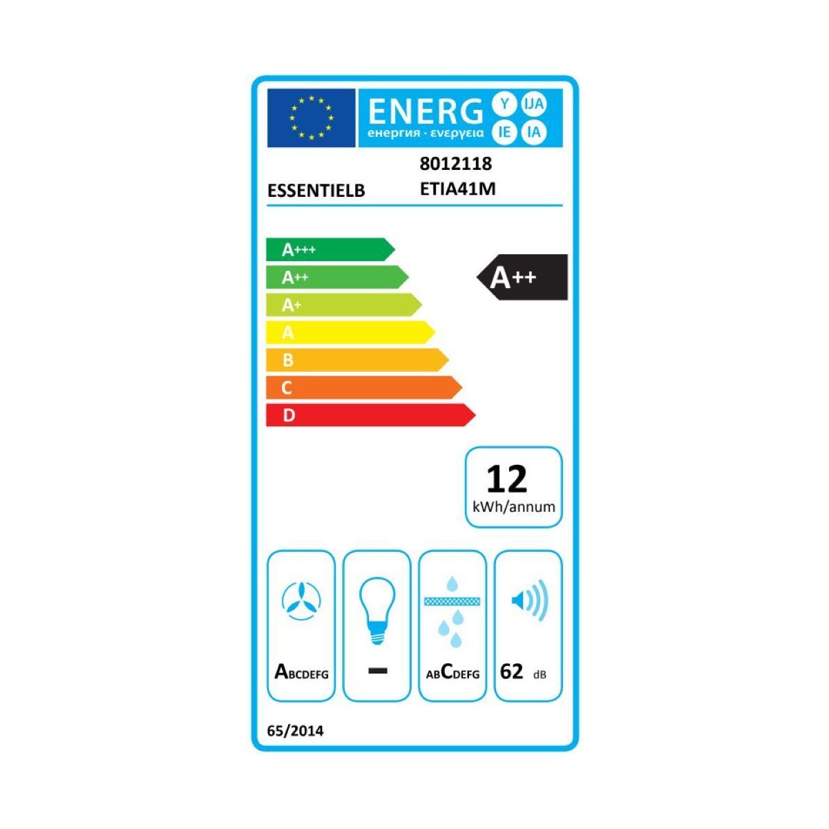 Plaque induction aspirante ETIA41M mat couleur unique, ESSENTIEL B