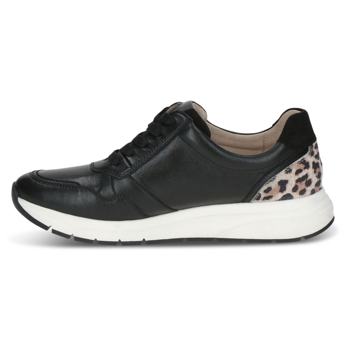 Basket en cuir noir zèbre, CAPRICE