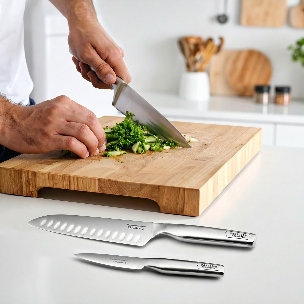 Coffret magnet avec 3 couteaux de cuisine - inox, SABATIER TROMPETTE