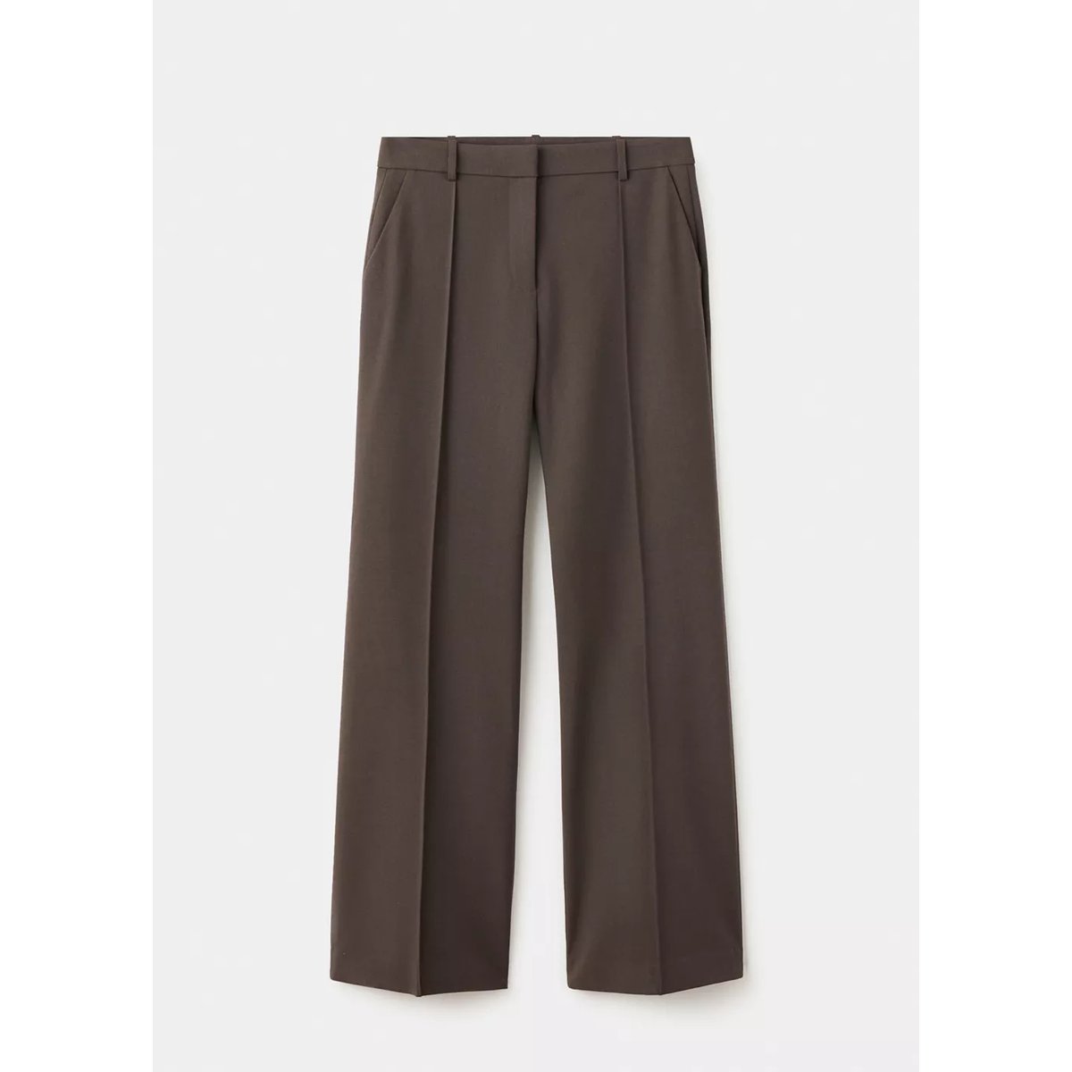 Pantalon flare coutures marron moyen, MANGO