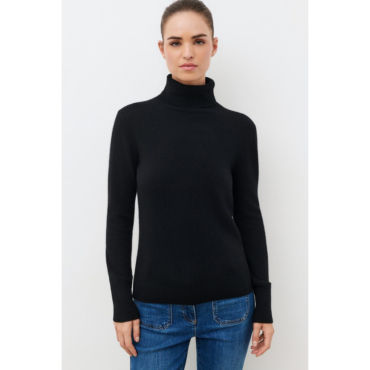 Pull droit col roulé cachemire DYLANB noir, CAROLL