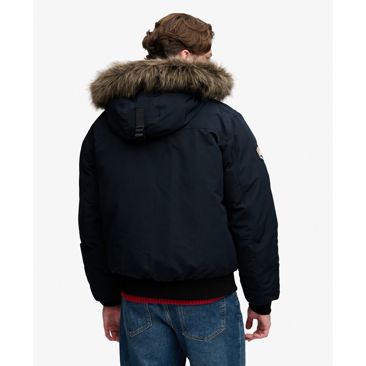 Bomber Everest en imitation fourrure bleu marine éclipse, SUPERDRY