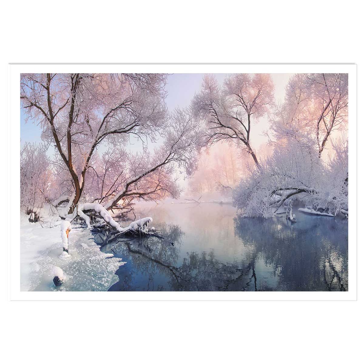 Affiche paysage Chrismas lac affiche seule, HEXOA