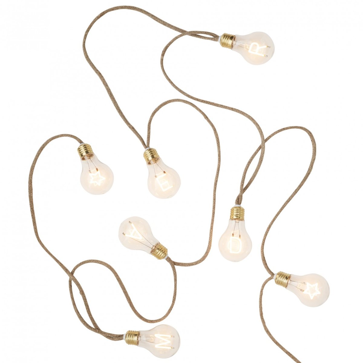 Guirlande Ampoules Texte naturel, doré, MADAM STOLTZ