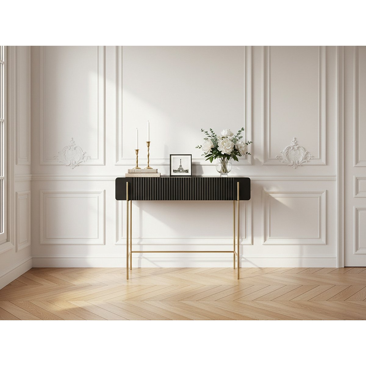 Console 100 cm panneaux de particules et MDF, MATHILDE noir, BOBOCHIC
