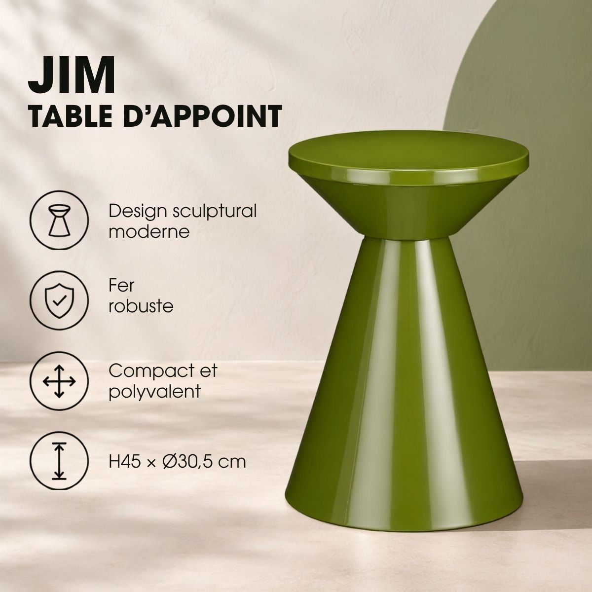 Table d’appoint JIM vert, MICA DECORATIONS