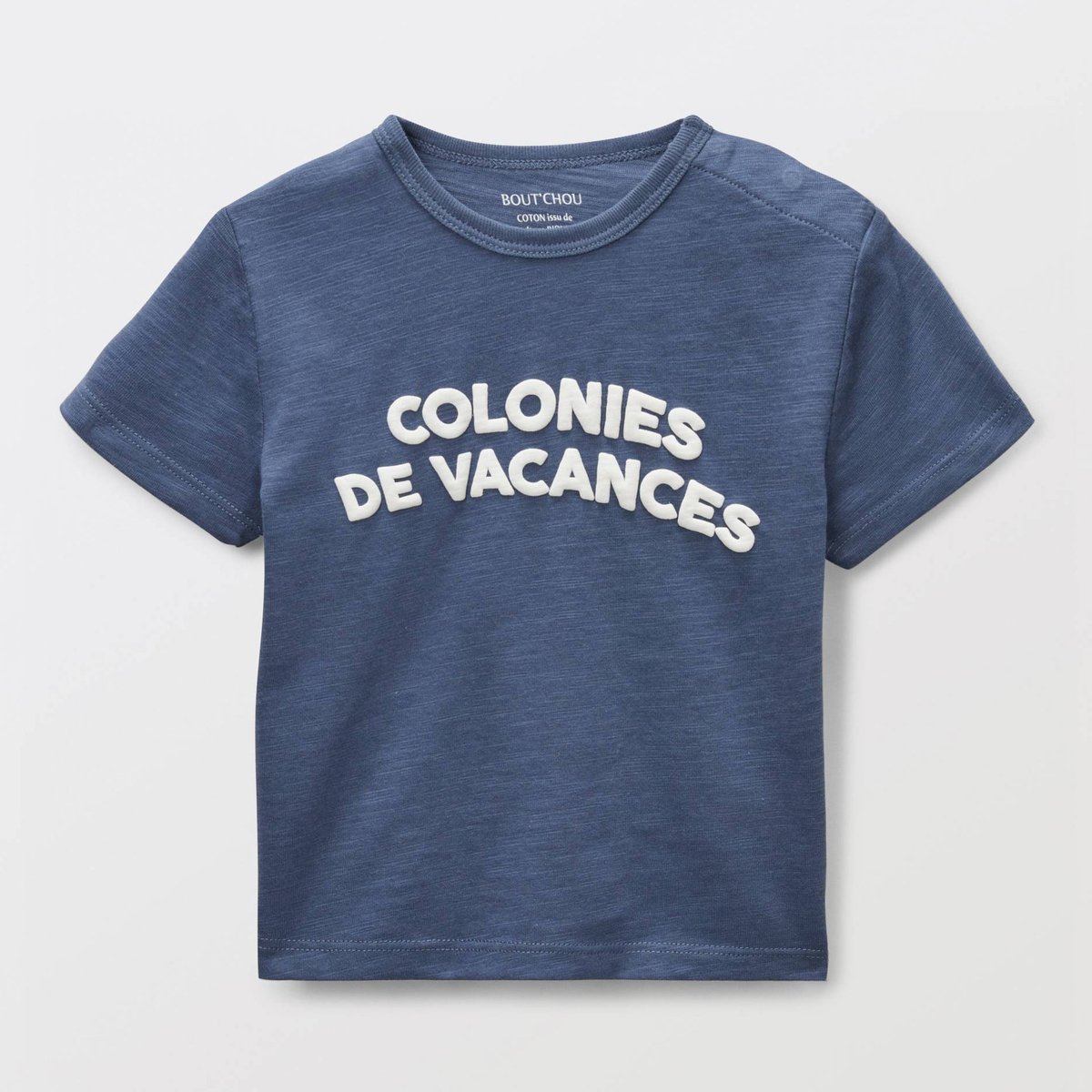 T-shirt manches courtes imprimé en coton BIO GOTS pierre bleue, BOUT'CHOU