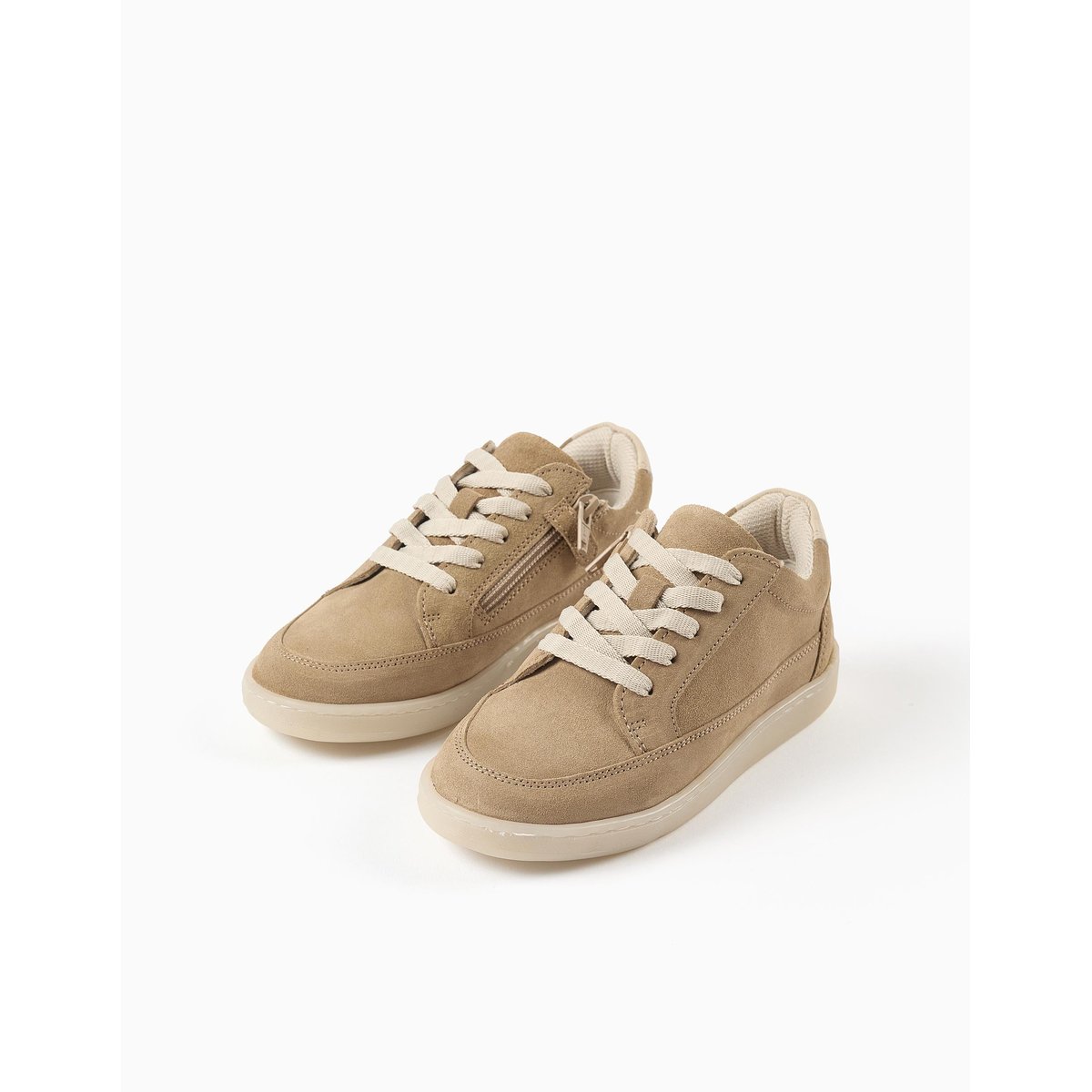 Baskets en daim à lacets beige, ZIPPY