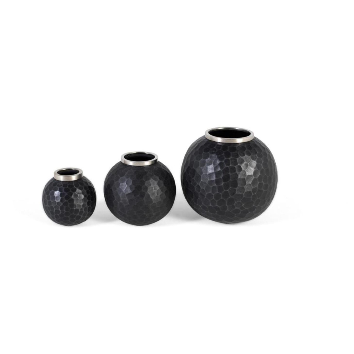 Lot de 3 vases Aluminium Noir noir, DECORATION D’AUTREFOIS
