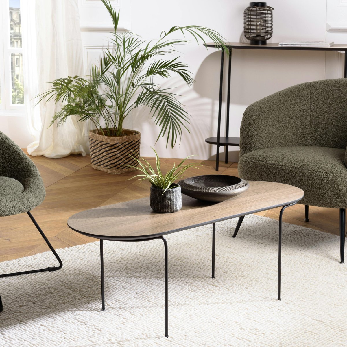 Table basse ovale effet bois LANDAISE bois naturel, PIER IMPORT