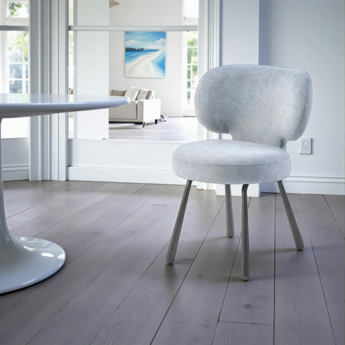 Chaise assise ronde (lot de 2) LIGURIE gris, PIER IMPORT