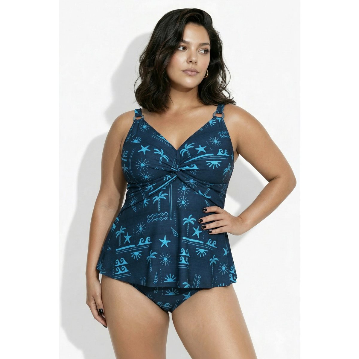 Tankini avec bonnets souples bleu foncé, ULLA POPKEN
