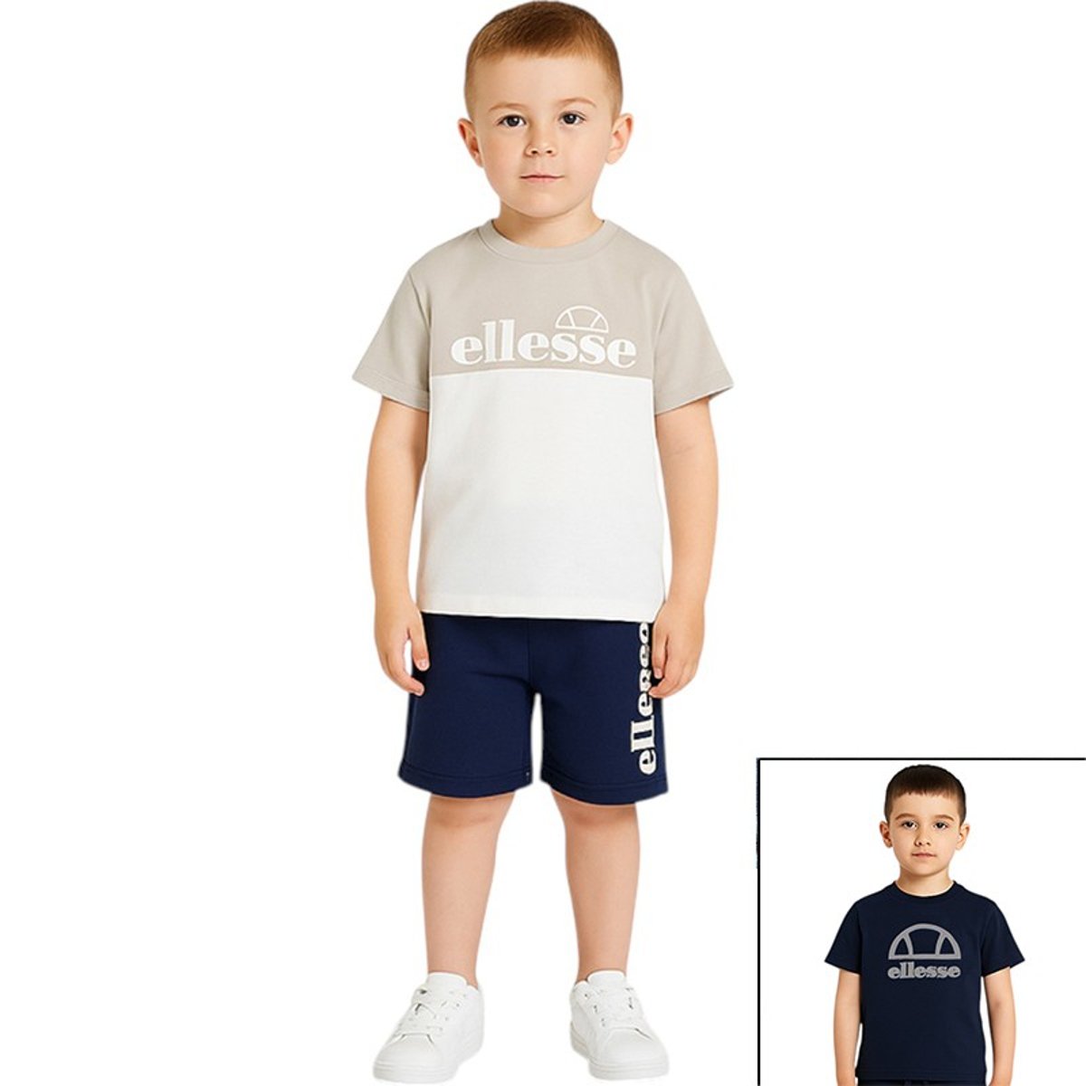 Lot de 2 t-shirts manches courtes et short PLAYGROUND blanc, ELLESSE