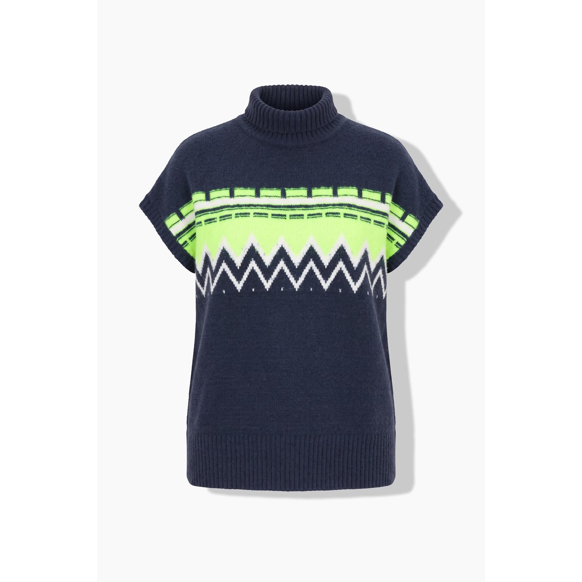 Pull sans manches, motif norvégien vert fluo, ULLA POPKEN